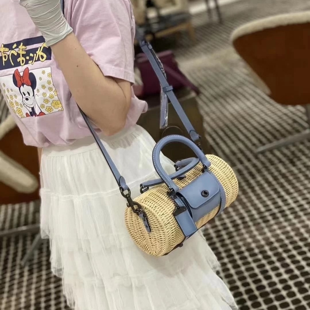 Coach Barrel Bamboo Woven Bag - Picture 7 of 9